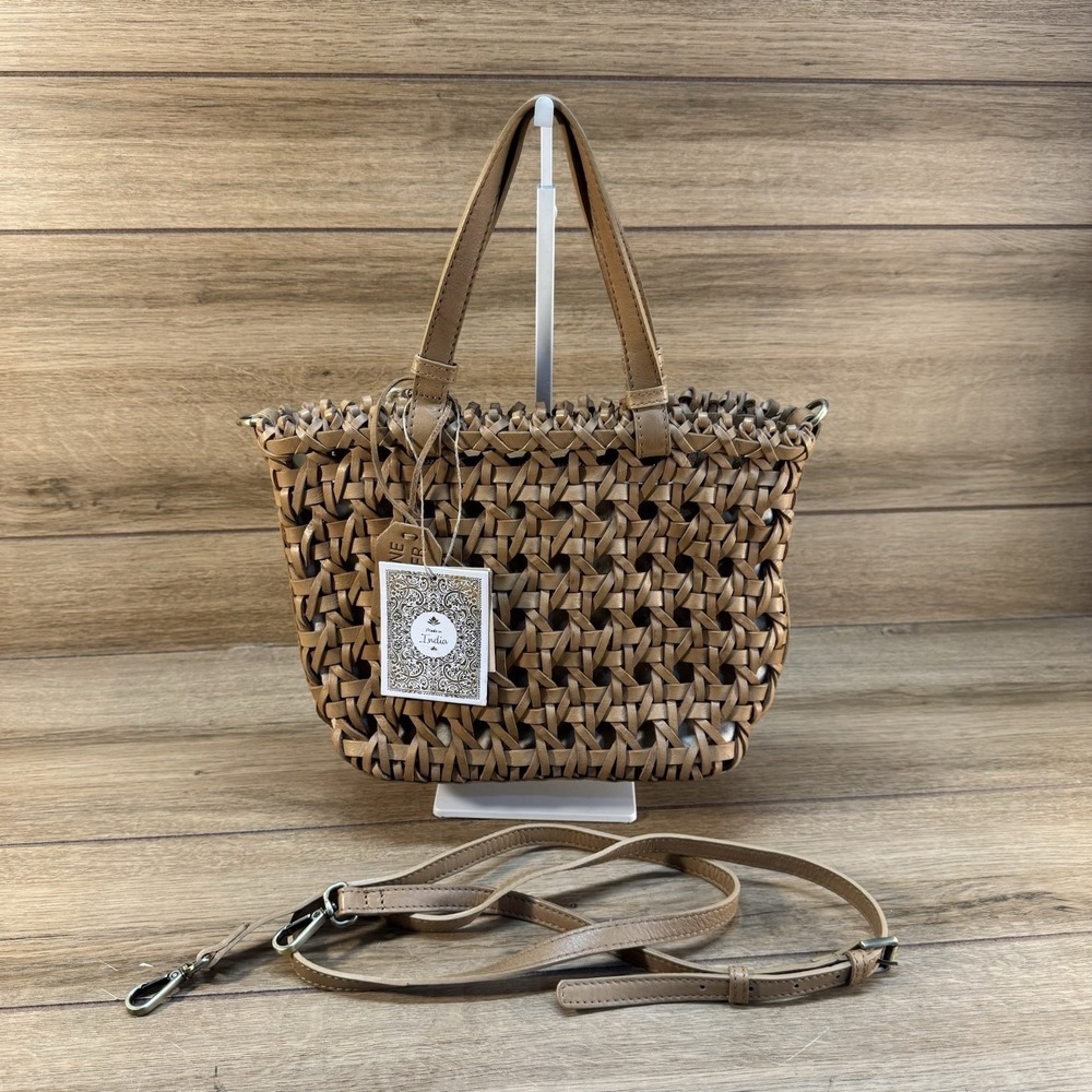 Made In India Hand Woven Genuine Leather Cross Body Shoulder Bag Purse NWT